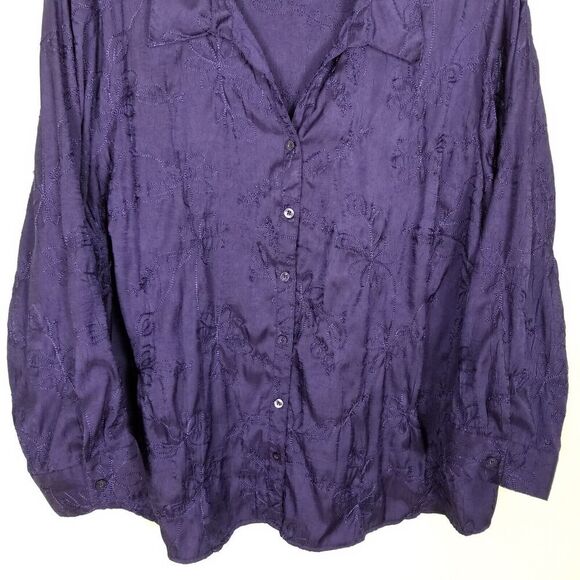 Maggie Barnes for Catherine's Women Plus Floral Embroidered Button Down Sz 3X P - Picture 3 of 6
